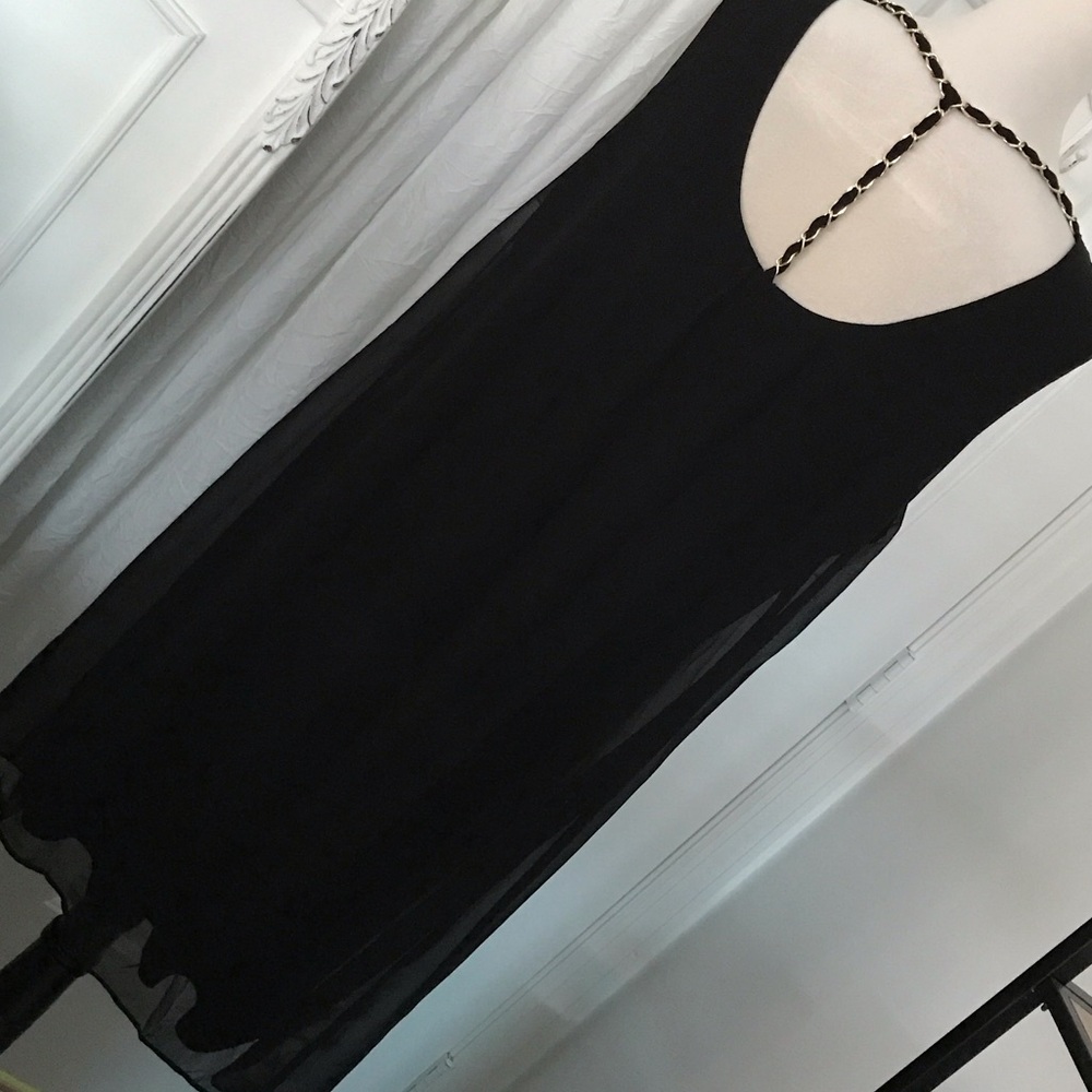 MSK Black Backless Dress with Decorative Woven Chain Accents